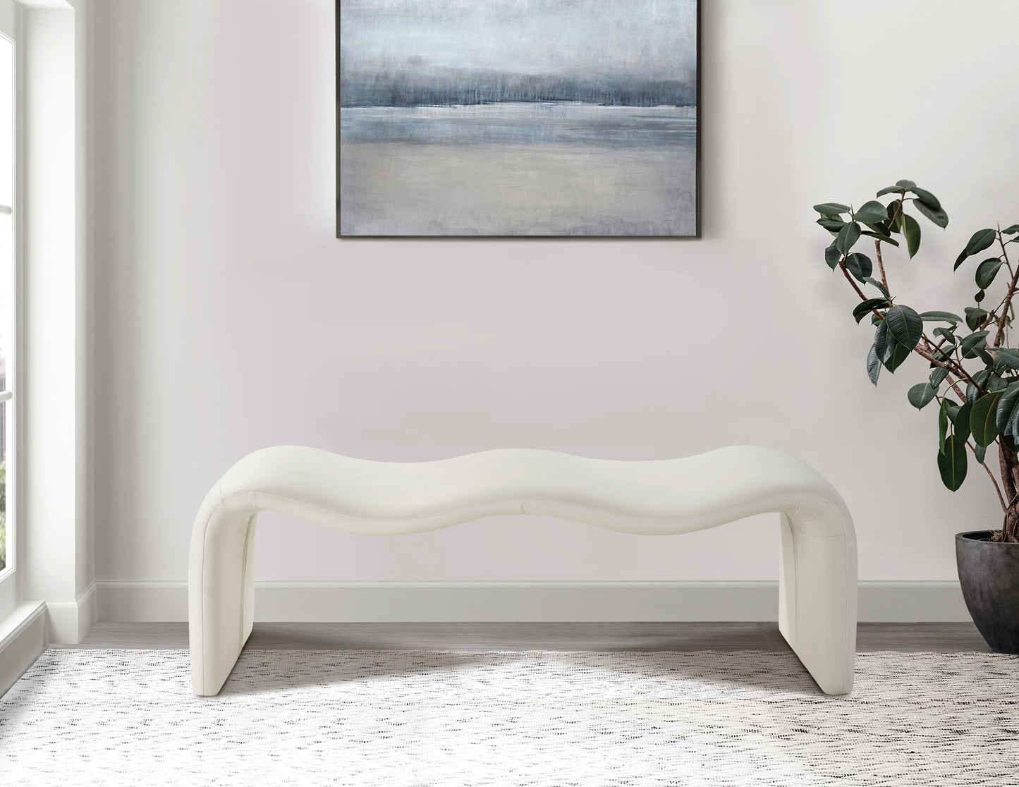 ferrara cream vegan leather bench