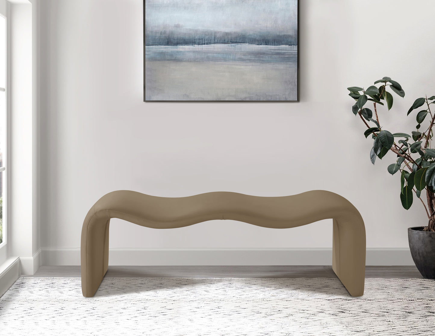 ferrara tan vegan leather bench