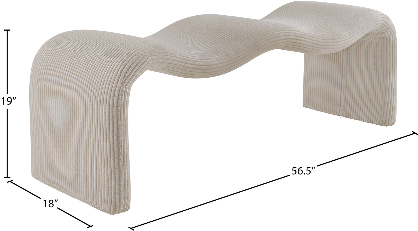 ferrara beige corduroy fabric bench