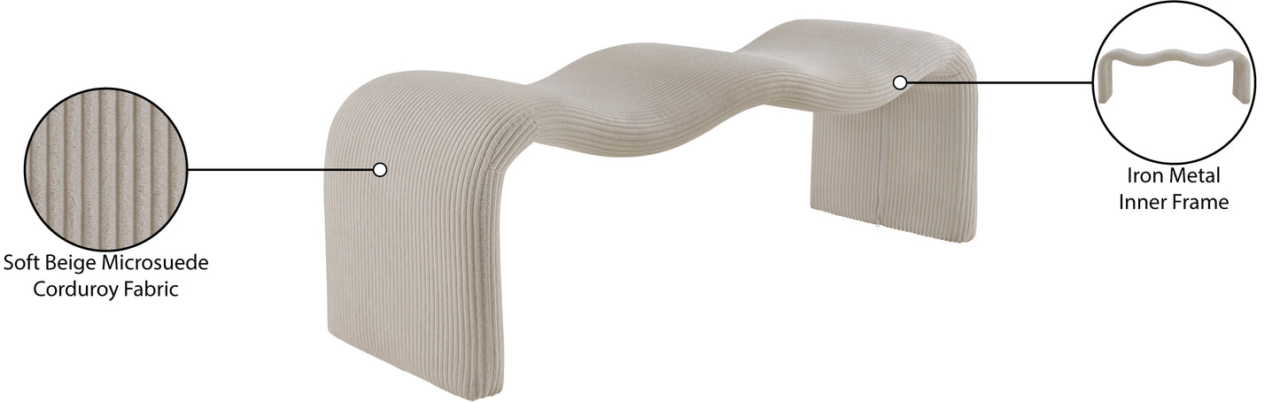 ferrara beige corduroy fabric bench