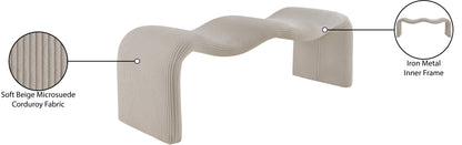 Ferrara Beige Corduroy Fabric Bench