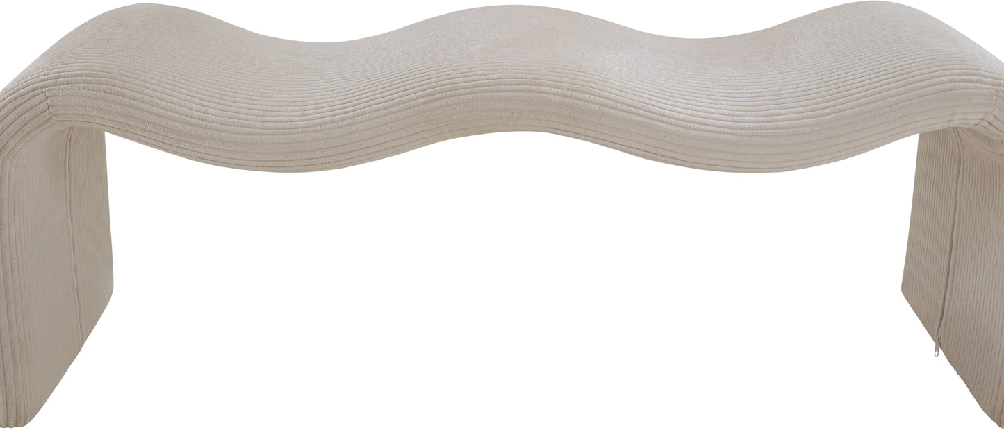 ferrara beige corduroy fabric bench