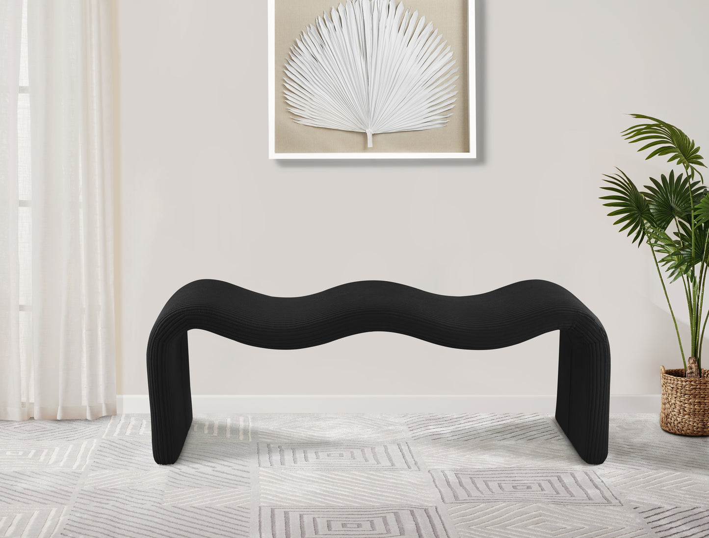 ferrara black corduroy fabric bench