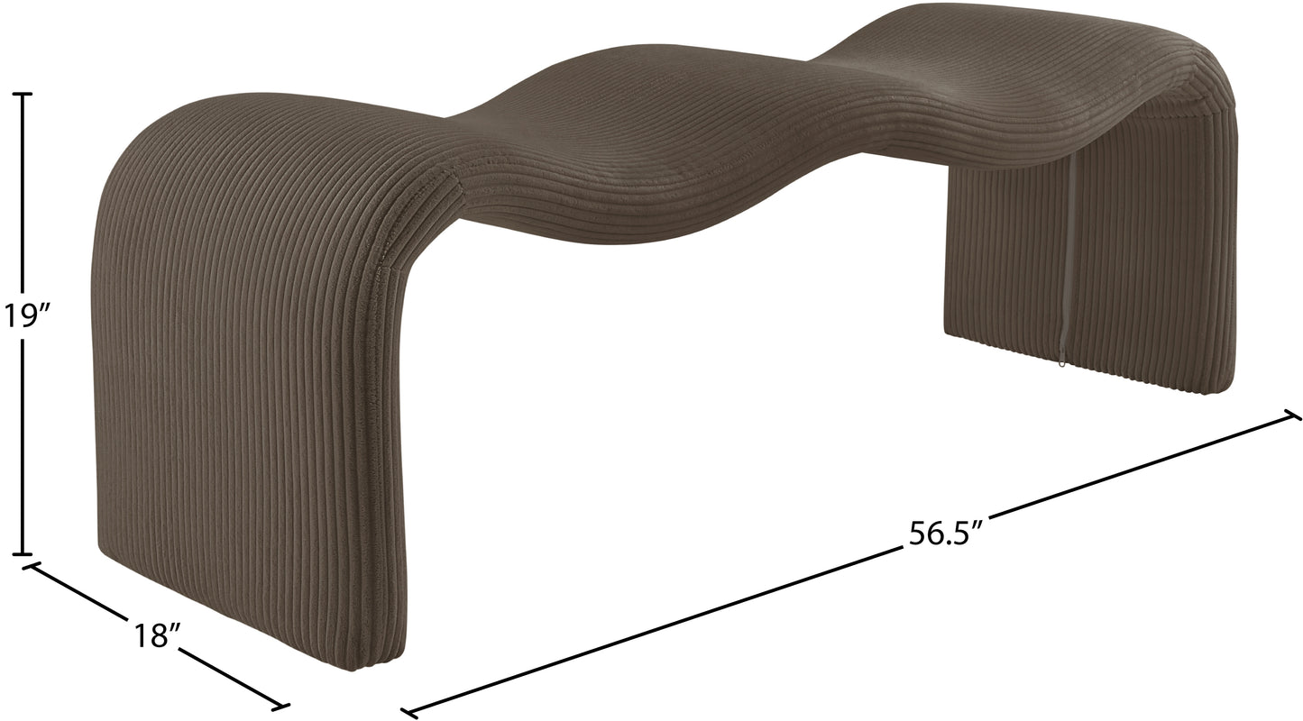 ferrara brown corduroy fabric bench