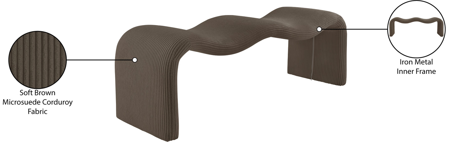 ferrara brown corduroy fabric bench