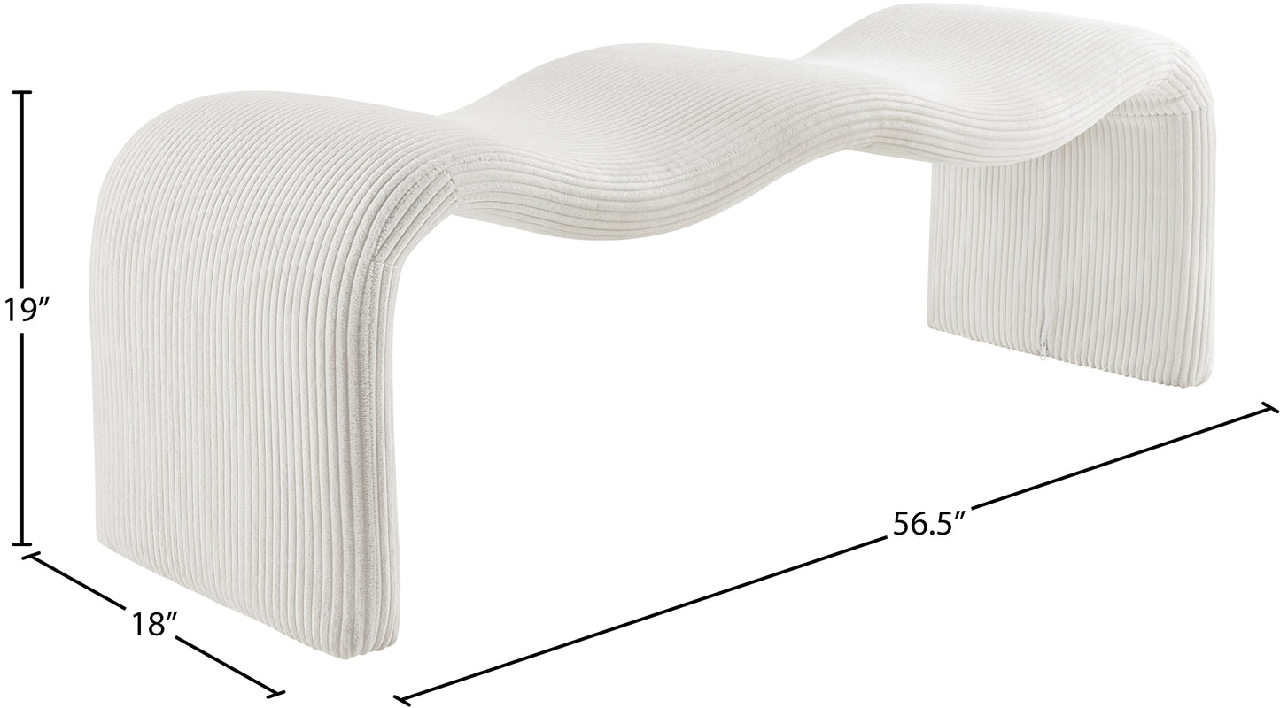 ferrara cream corduroy fabric bench