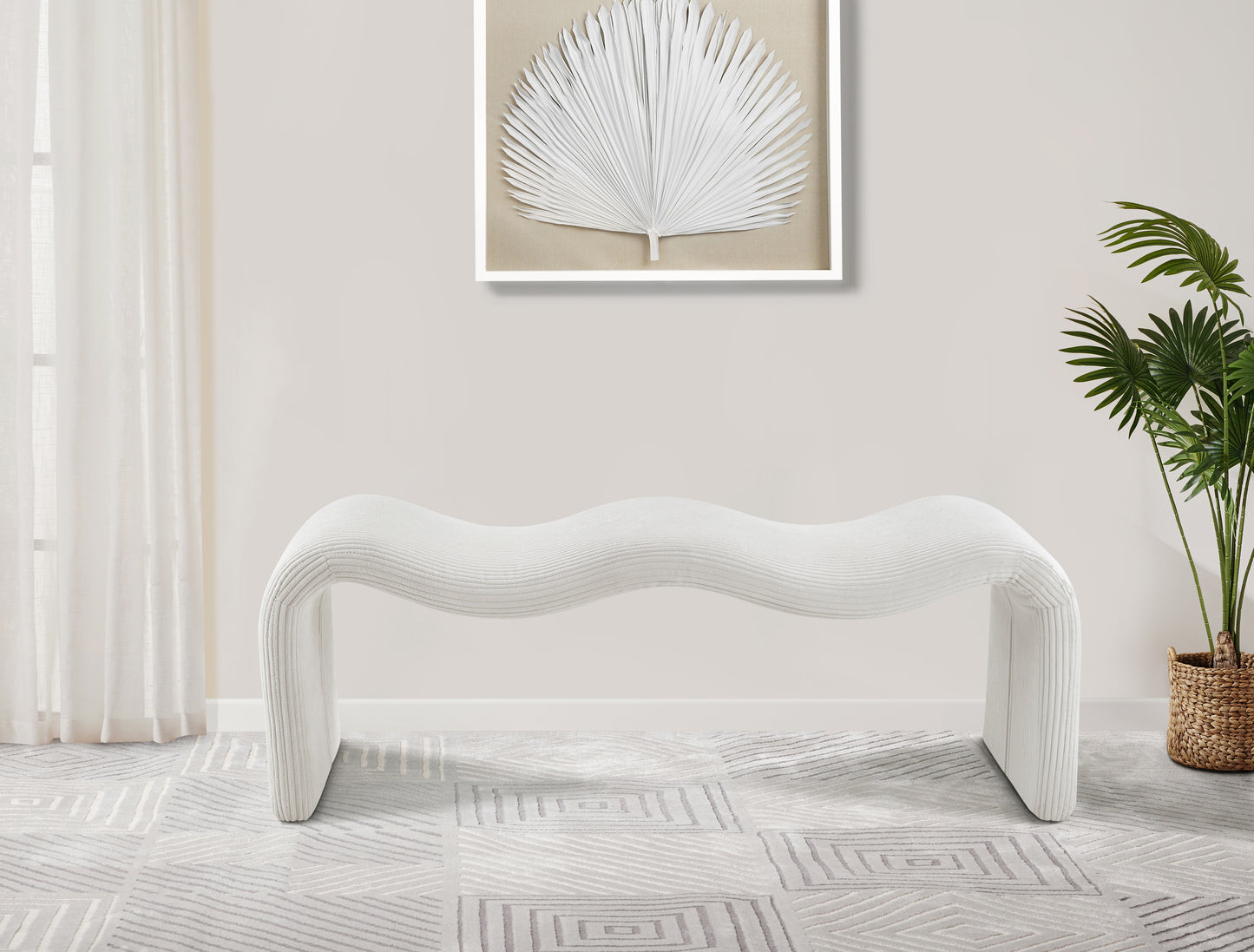 ferrara cream corduroy fabric bench