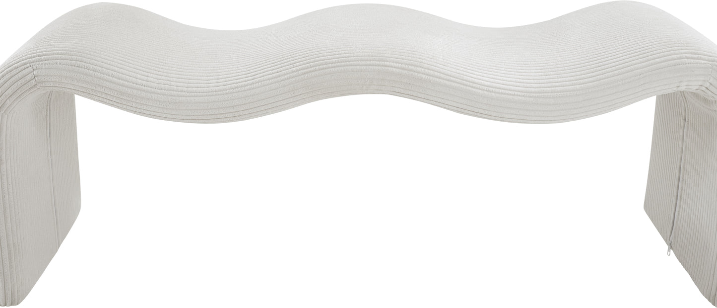 ferrara cream corduroy fabric bench