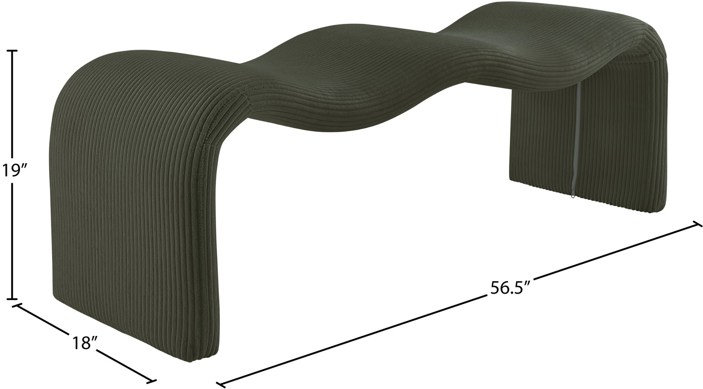 ferrara green corduroy fabric bench