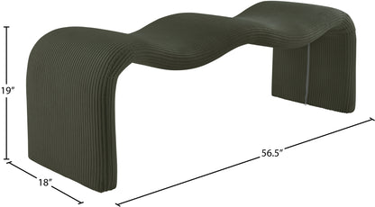 Ferrara Green Corduroy Fabric Bench