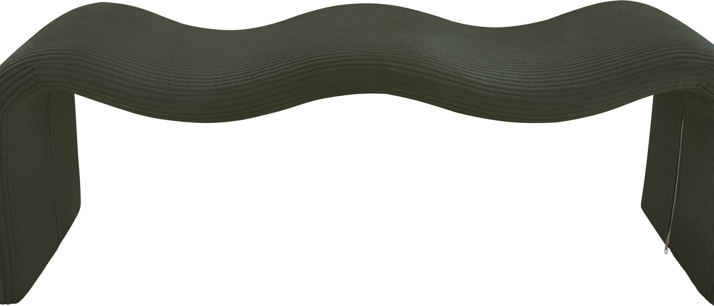 ferrara green corduroy fabric bench