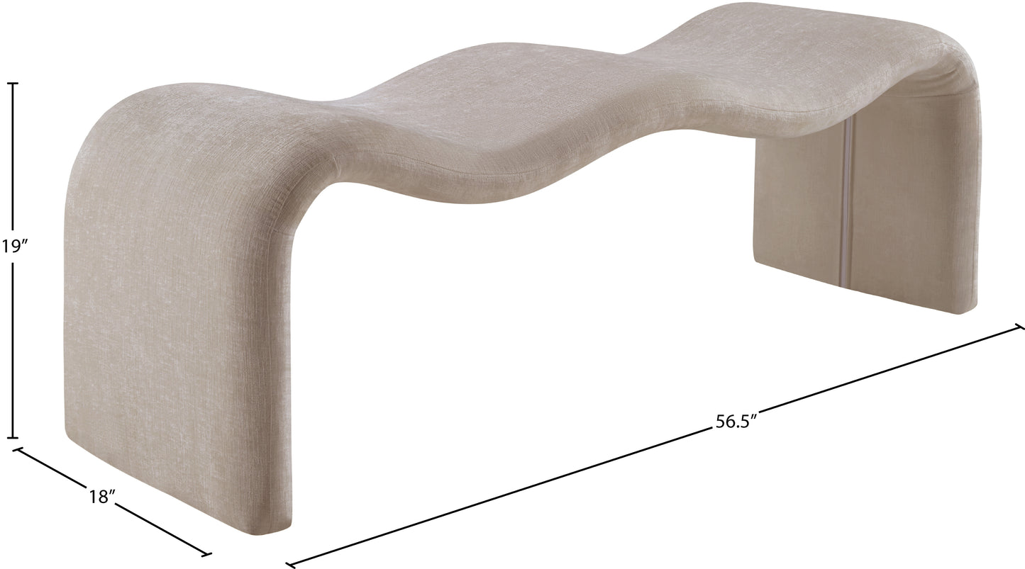 ferrara beige chenille fabric bench