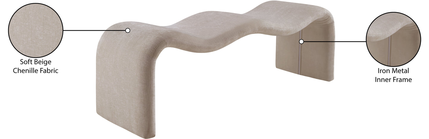 ferrara beige chenille fabric bench