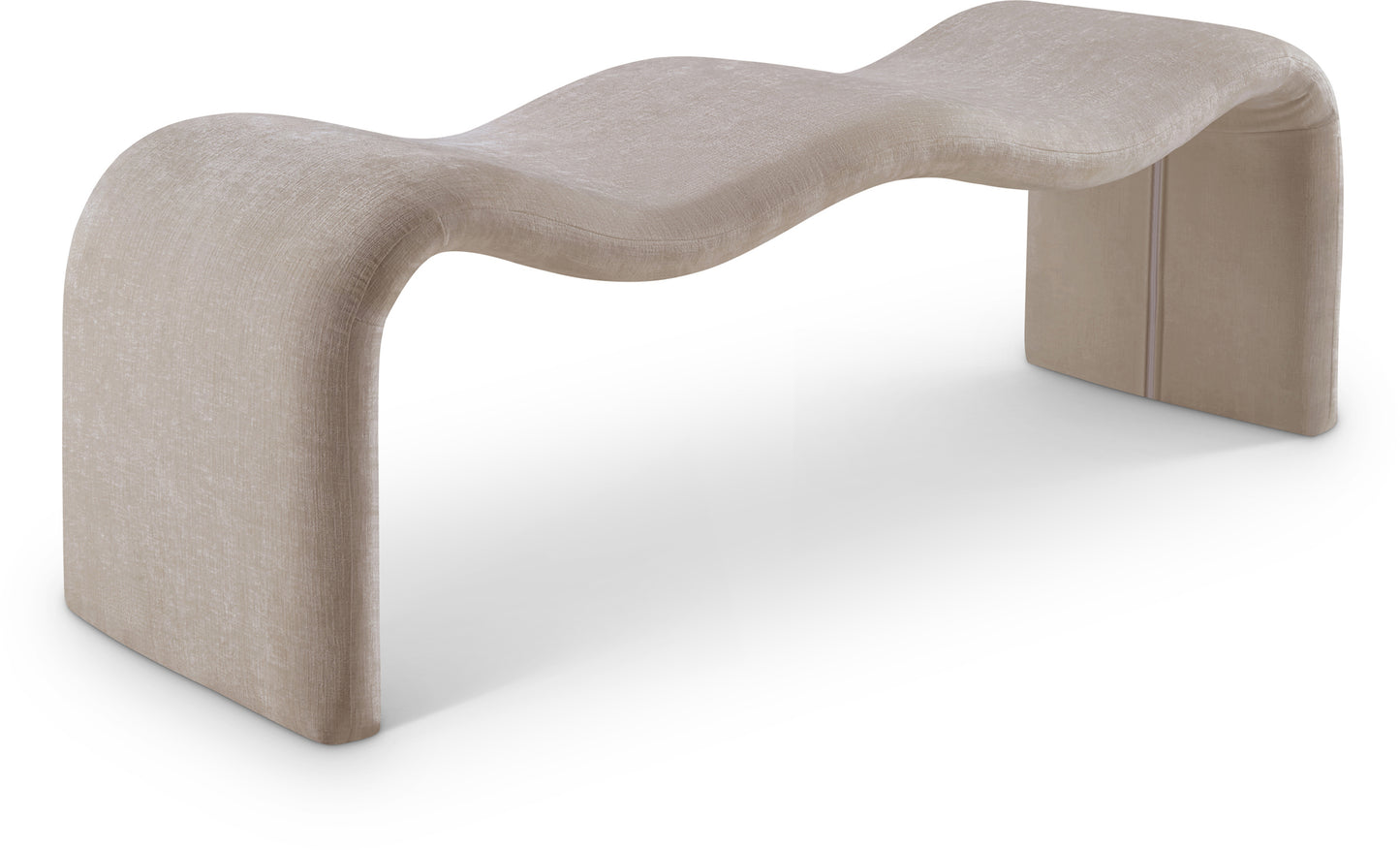 ferrara beige chenille fabric bench