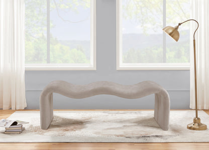 Ferrara Beige Chenille Fabric Bench