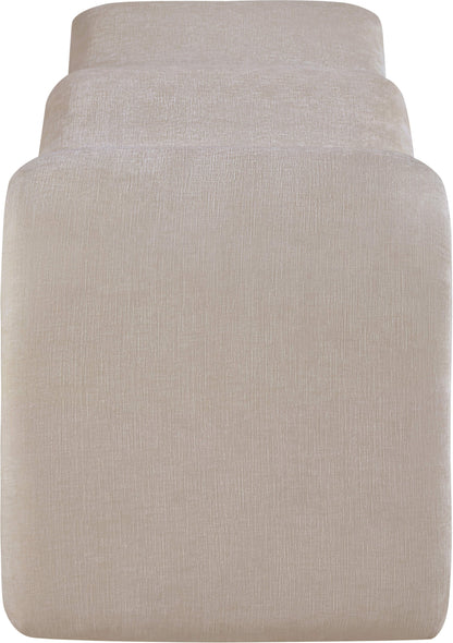 Ferrara Beige Chenille Fabric Bench