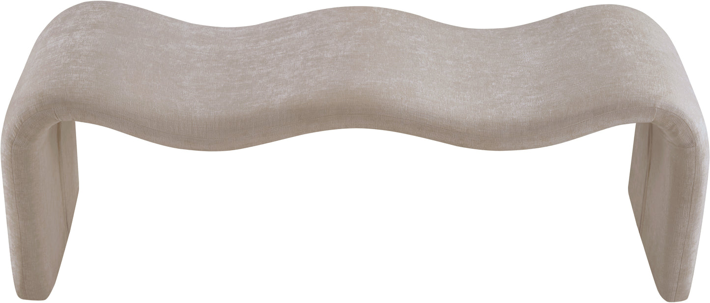 ferrara beige chenille fabric bench