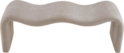 Ferrara Beige Chenille Fabric Bench