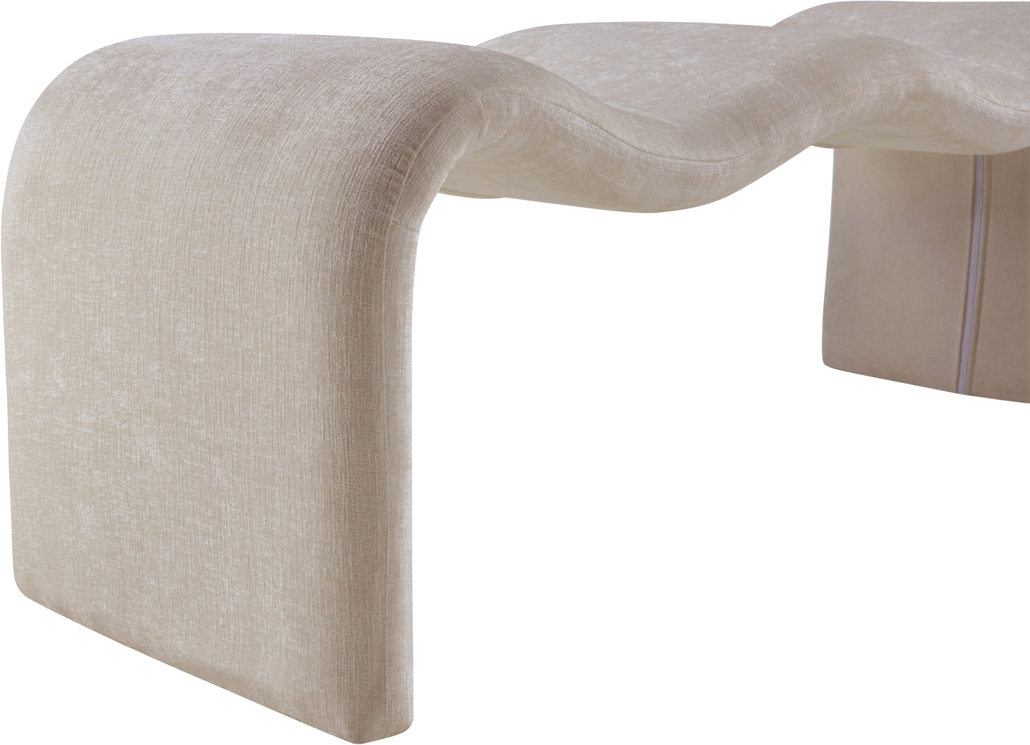 ferrara beige chenille fabric bench