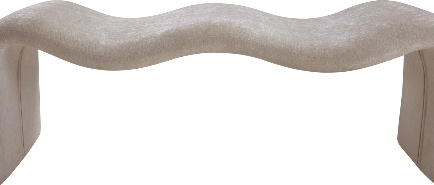 ferrara beige chenille fabric bench