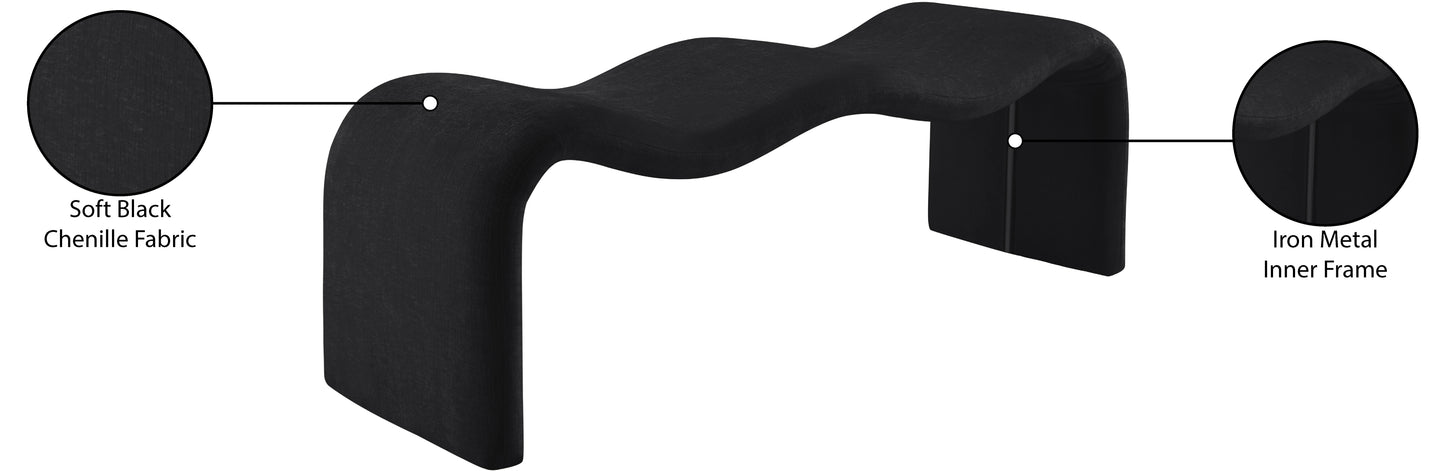 ferrara black chenille fabric bench