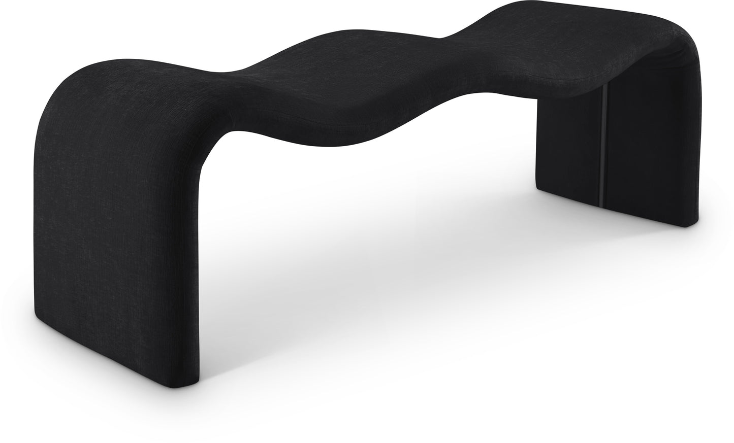 ferrara black chenille fabric bench