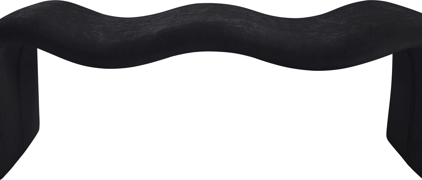 ferrara black chenille fabric bench