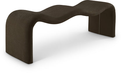 Ferrara Brown Chenille Fabric Bench