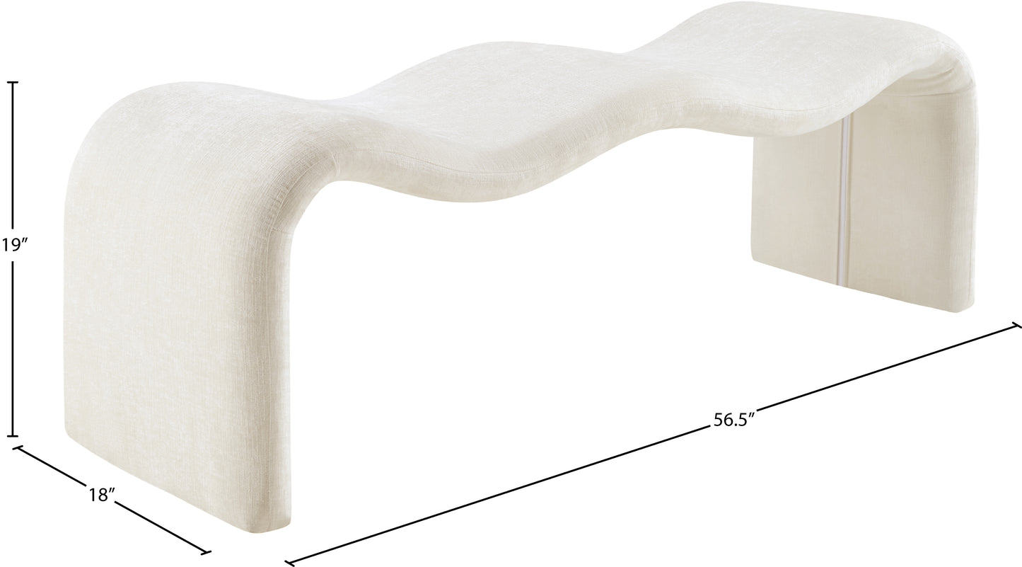 ferrara cream chenille fabric bench