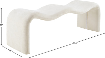 Ferrara Cream Chenille Fabric Bench