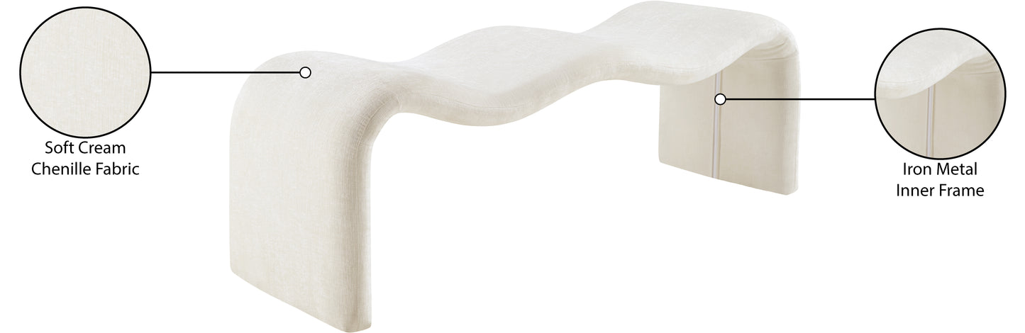 ferrara cream chenille fabric bench