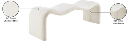 Ferrara Cream Chenille Fabric Bench