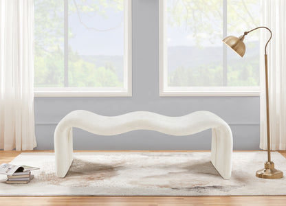 Ferrara Cream Chenille Fabric Bench