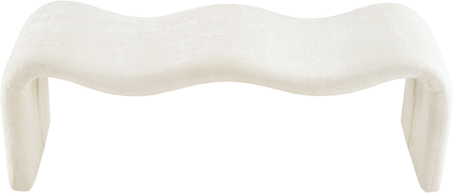 ferrara cream chenille fabric bench