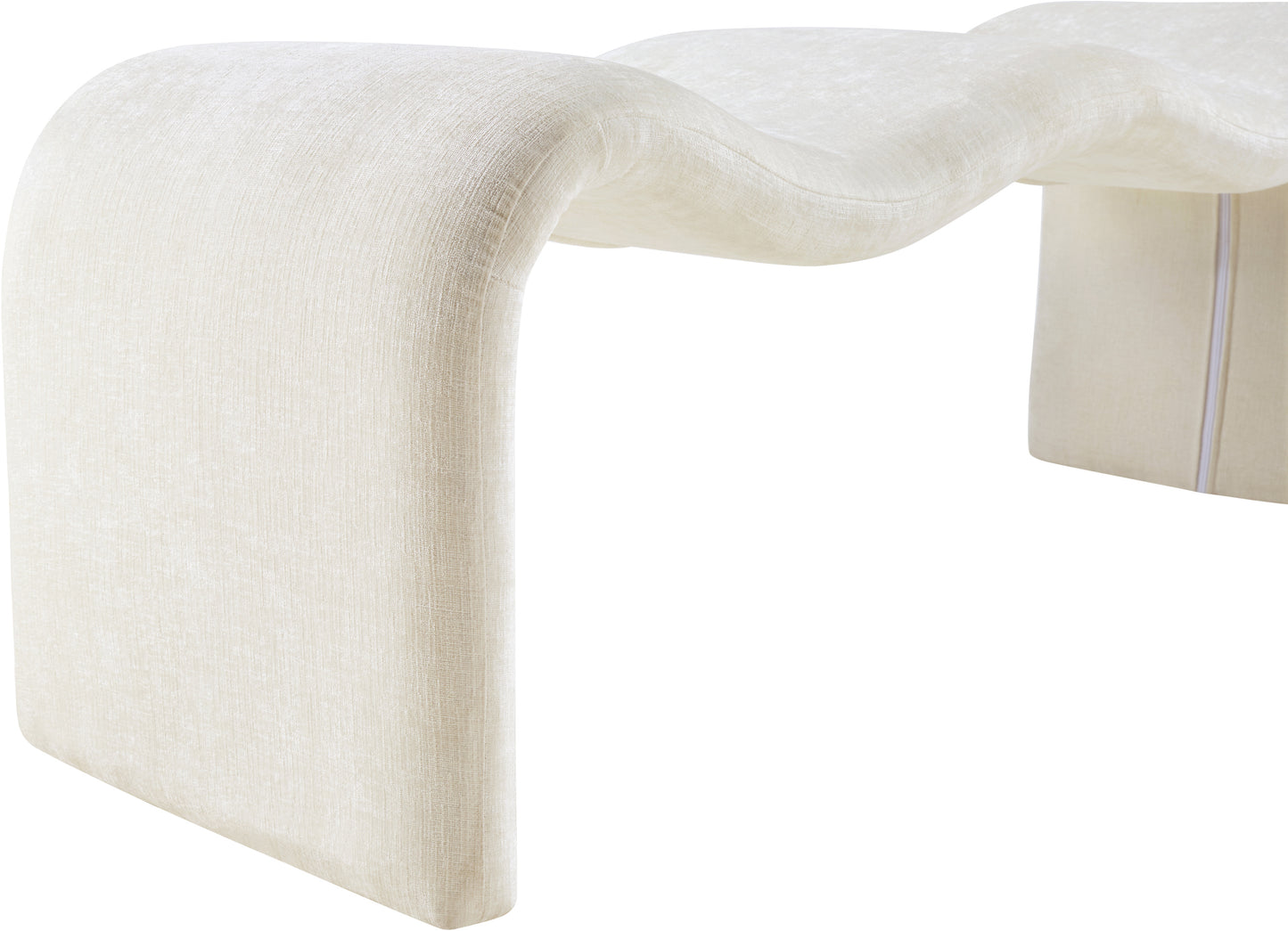 ferrara cream chenille fabric bench