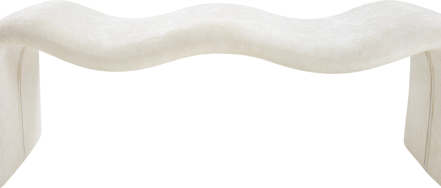 ferrara cream chenille fabric bench