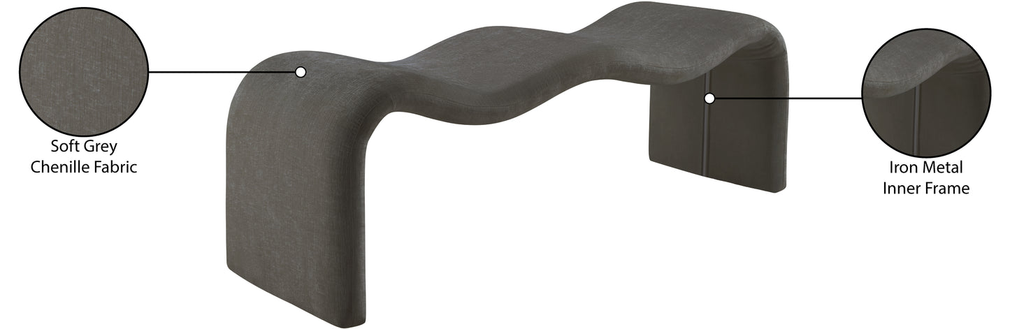 ferrara grey chenille fabric bench