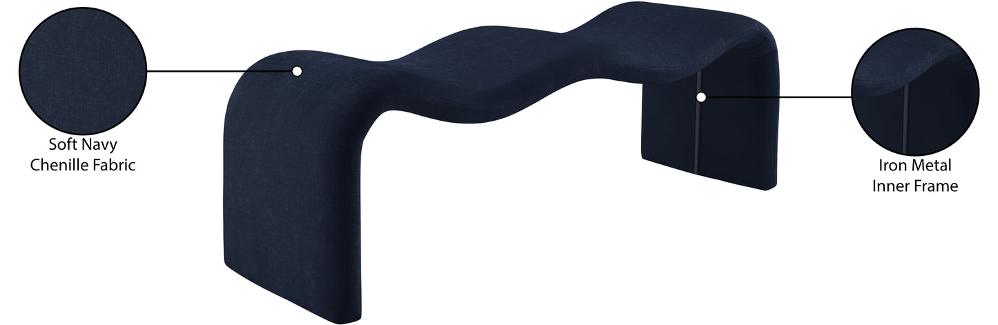 ferrara navy chenille fabric bench