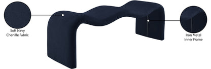 Ferrara Navy Chenille Fabric Bench