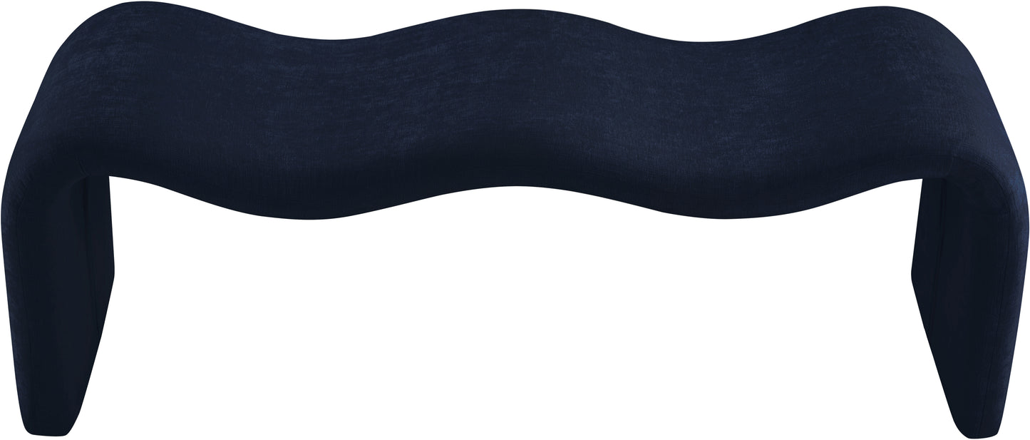 ferrara navy chenille fabric bench