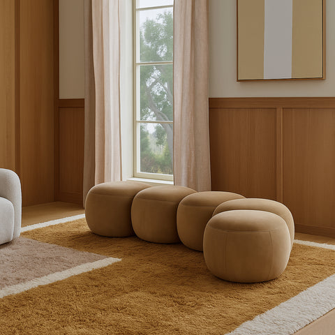 Mira Beige Velvet Upholstered Bench, 1 Piece (Style 2)