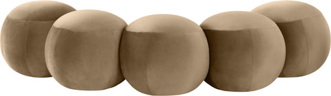 Mira Beige Velvet Upholstered Bench, 1 Piece (Style 2)