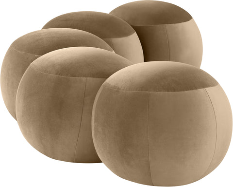 Mira Beige Velvet Upholstered Bench, 1 Piece (Style 2)