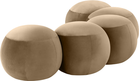 Mira Beige Velvet Upholstered Bench, 1 Piece (Style 2)