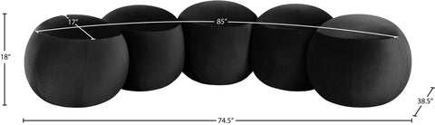 Mira Black Velvet Upholstered Bench, 1 Piece (Style 2)