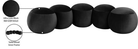 Mira Black Velvet Upholstered Bench, 1 Piece (Style 2)