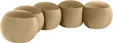 Mira Camel Velvet Upholstered Bench, 1 Piece (Style 2)