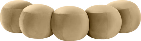 Mira Camel Velvet Upholstered Bench, 1 Piece (Style 2)