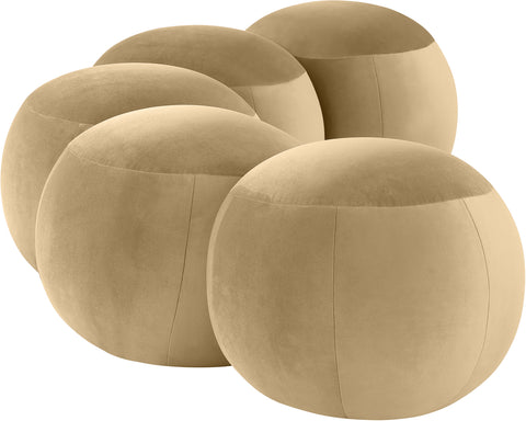 Mira Camel Velvet Upholstered Bench, 1 Piece (Style 2)