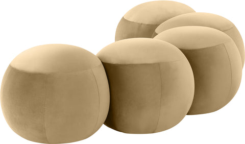 Mira Camel Velvet Upholstered Bench, 1 Piece (Style 2)